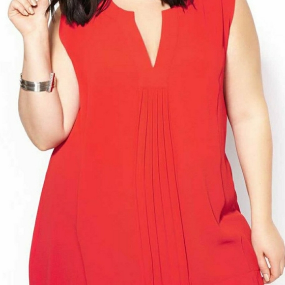 Melissa McCarthy Sleeveless Pleated Blouse, 2X - Picture 1 of 4